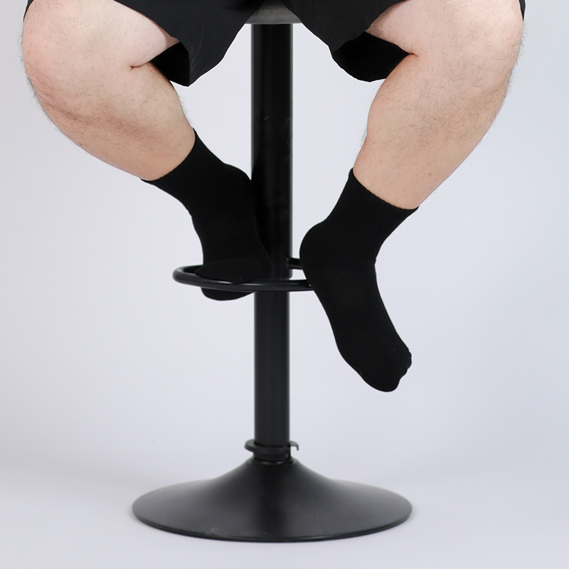 袜子毛巾底黑白纯色男袜中筒骑行通勤运动防滑吸汗