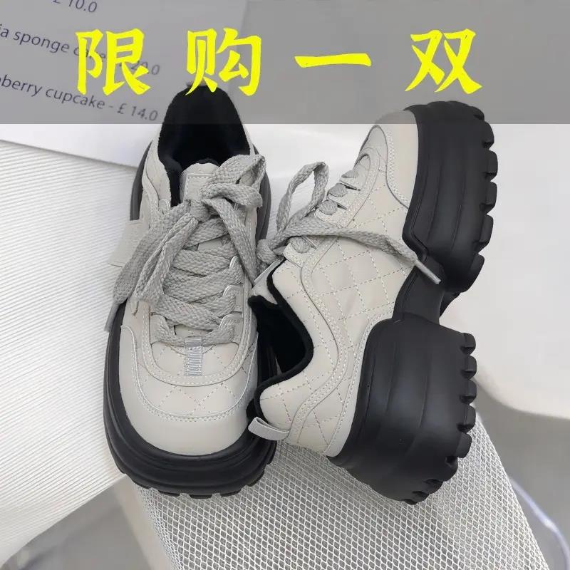 红蜻蜓牌2023春秋冬欧货老爹鞋女增高厚底休闲鞋女复古大头鞋加