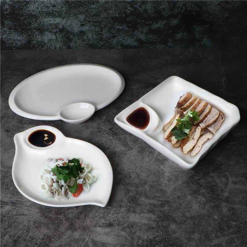 创意陶瓷饺子盘家用带醋碟凉菜盘子母菜盘水饺盘薯条装虾盘鱼生盘
