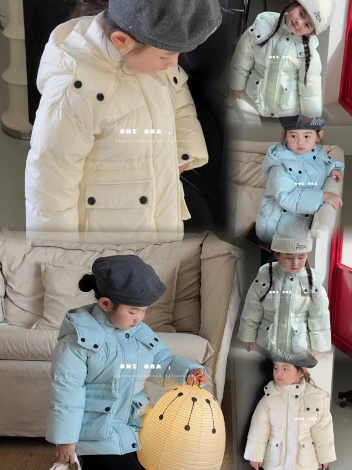 FX-8006-儿童韩版潮童百搭纯色羽绒服外套（冬款）