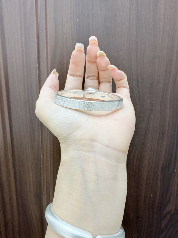 足银手镯 足银999纸醉金迷贵妃手工亚光面银手镯