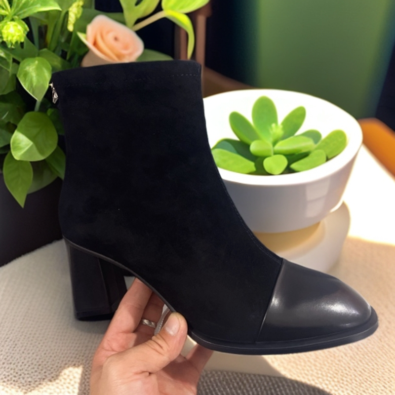 6016广版新款高品质头层羊皮➕胎牛皮单里短靴头层猪皮脚垫