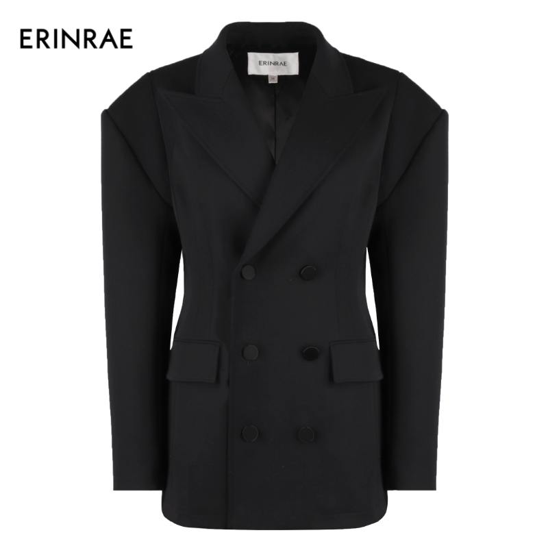 ERINRAE秋冬款法式时尚黑色收腰设计女装西装外套EF141005WO20
