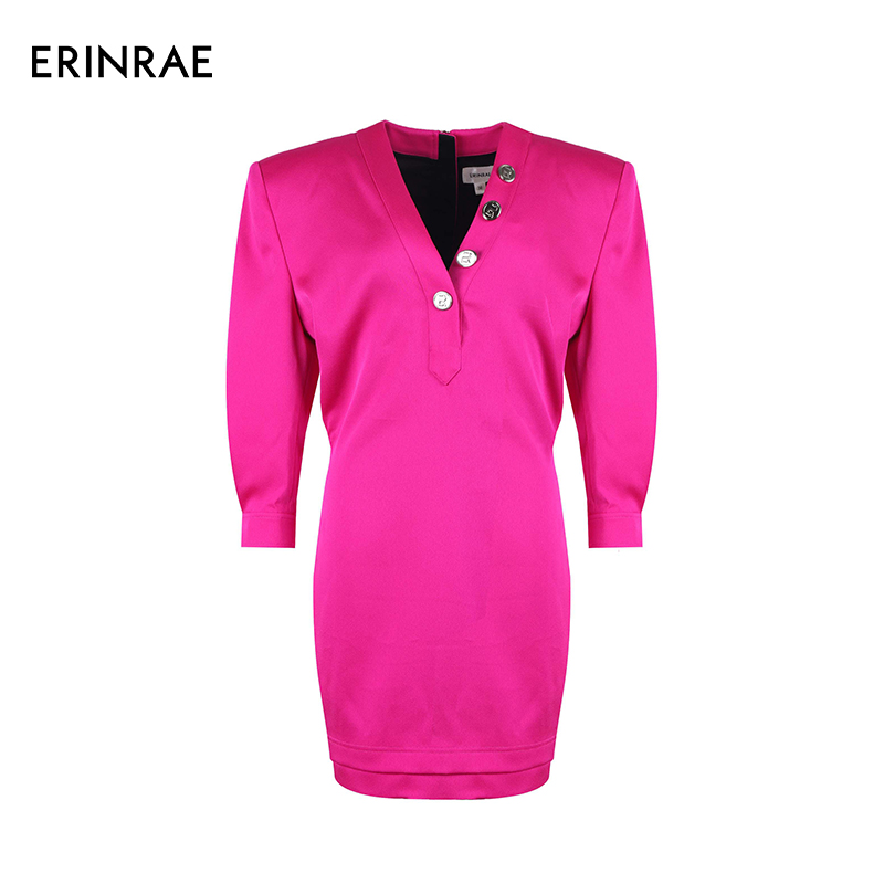 ERINRAE秋冬新款法式芭比粉时尚气质优雅女装连衣裙EF481296PL35