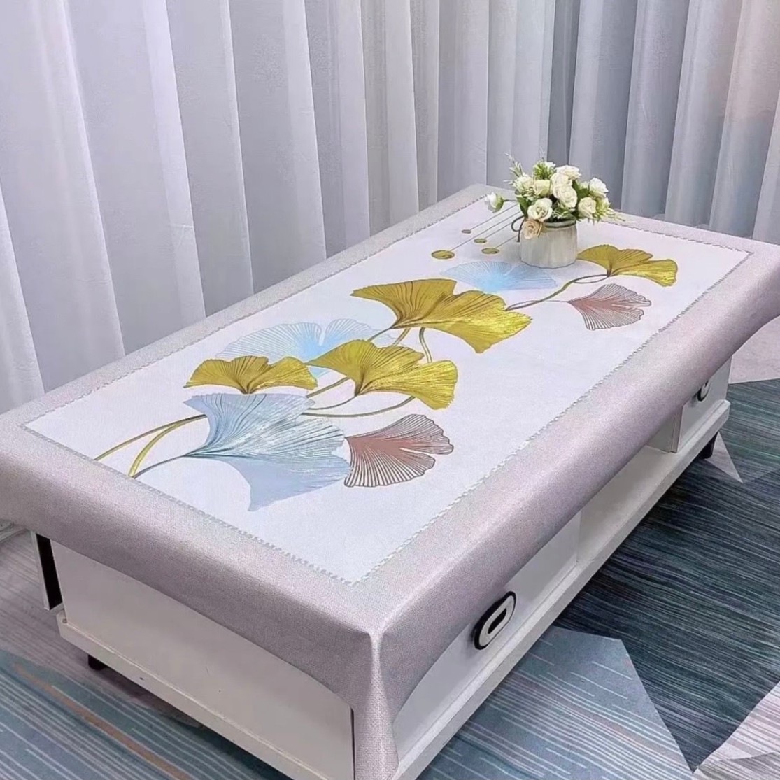 【银杏叶款】防水防油防烫免水洗茶几布餐桌布家用防尘轻奢长方形