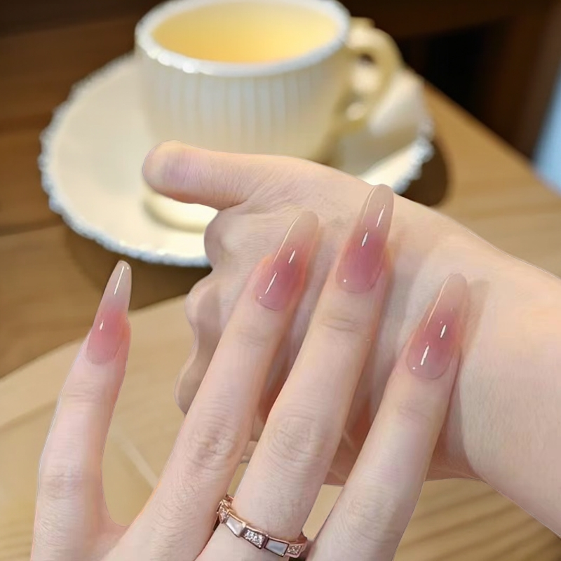 【素指3】纯欲华妃摸脸渐变美甲贴片手穿戴甲简约指甲贴中长款