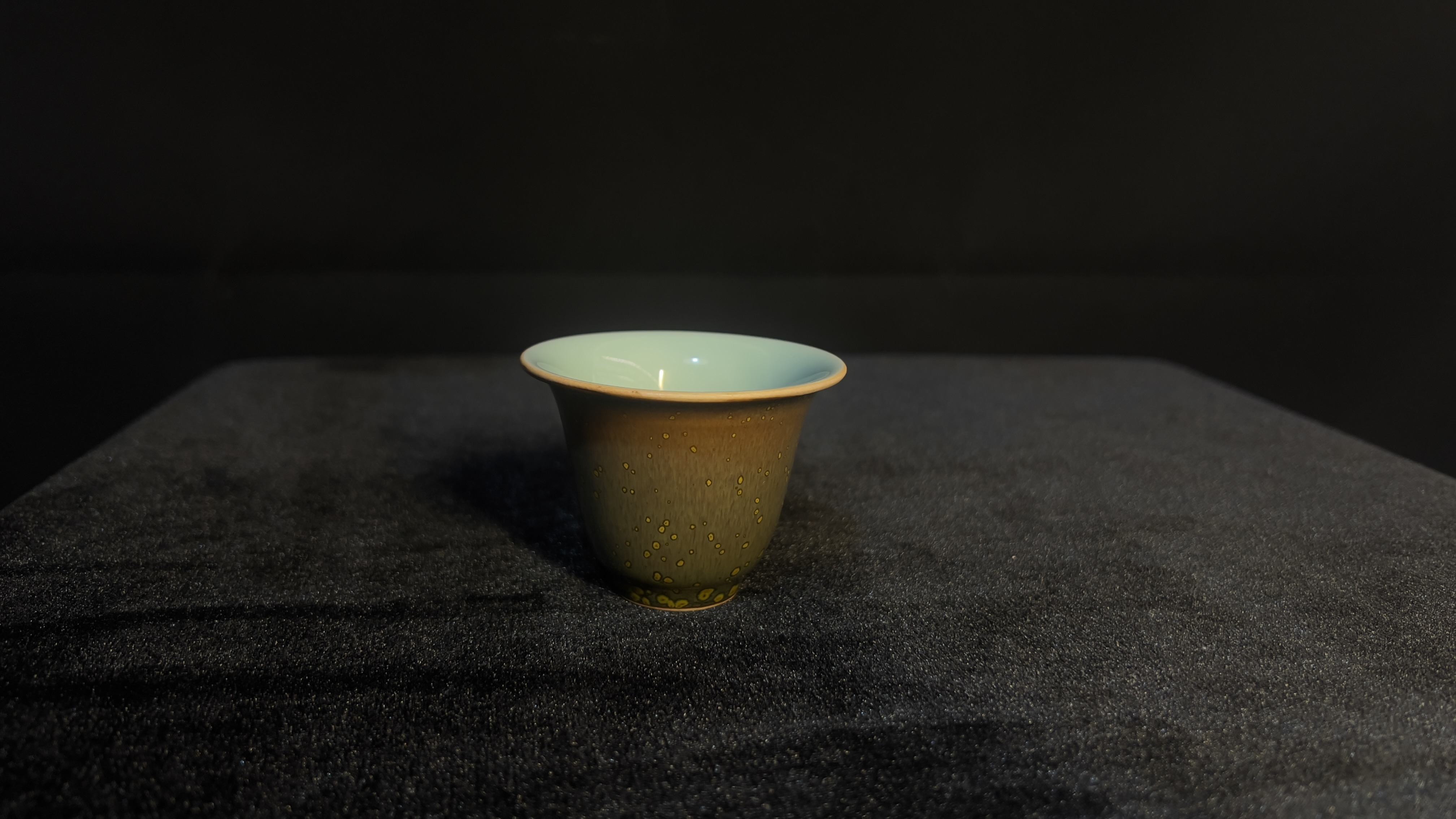 龙泉青瓷烟雨敬制主人杯全手工铃铛杯马蹄杯天青釉汝窑竹节杯柴窑