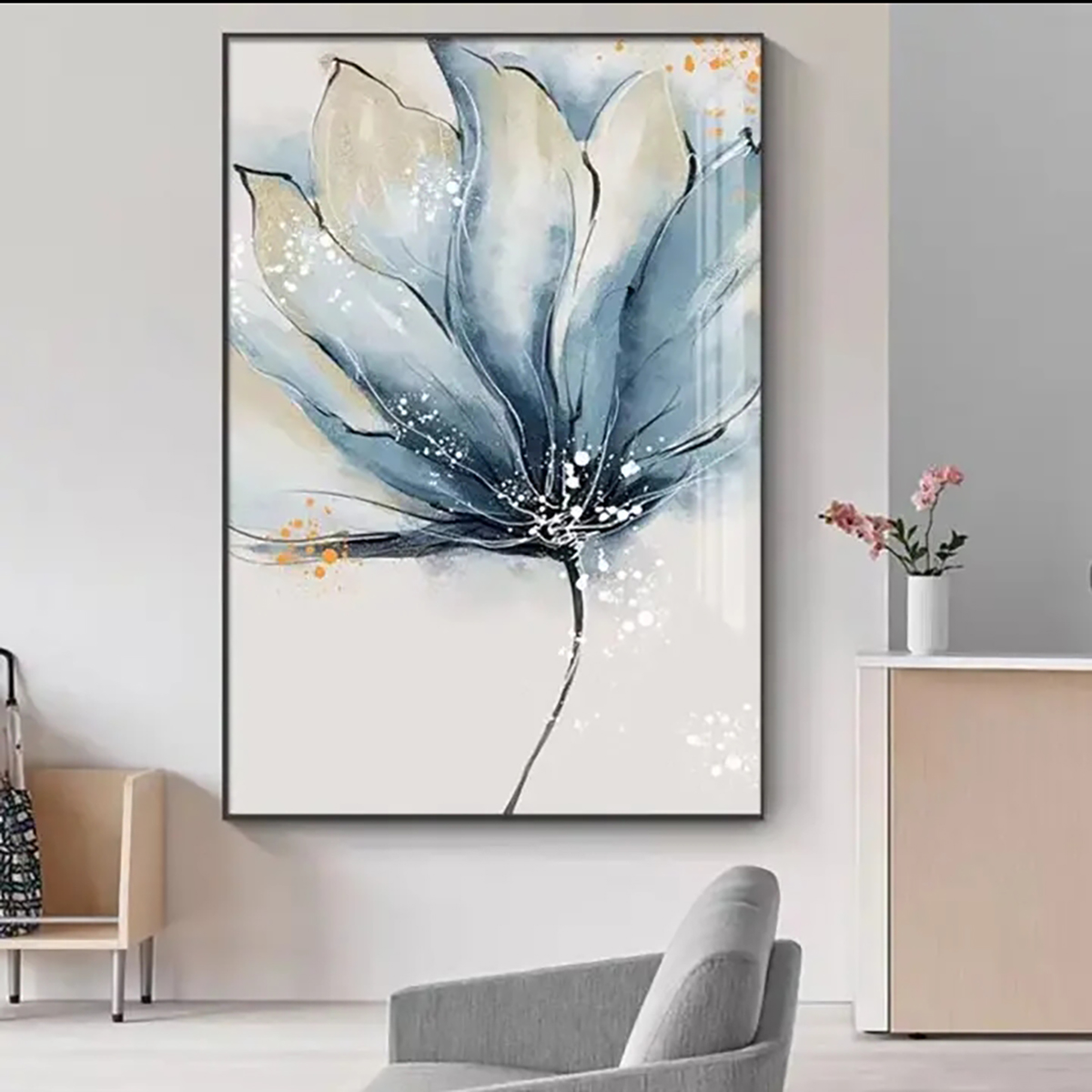 高级感简约玄关装饰画北欧花卉客厅沙发背景墙落地画挂画
