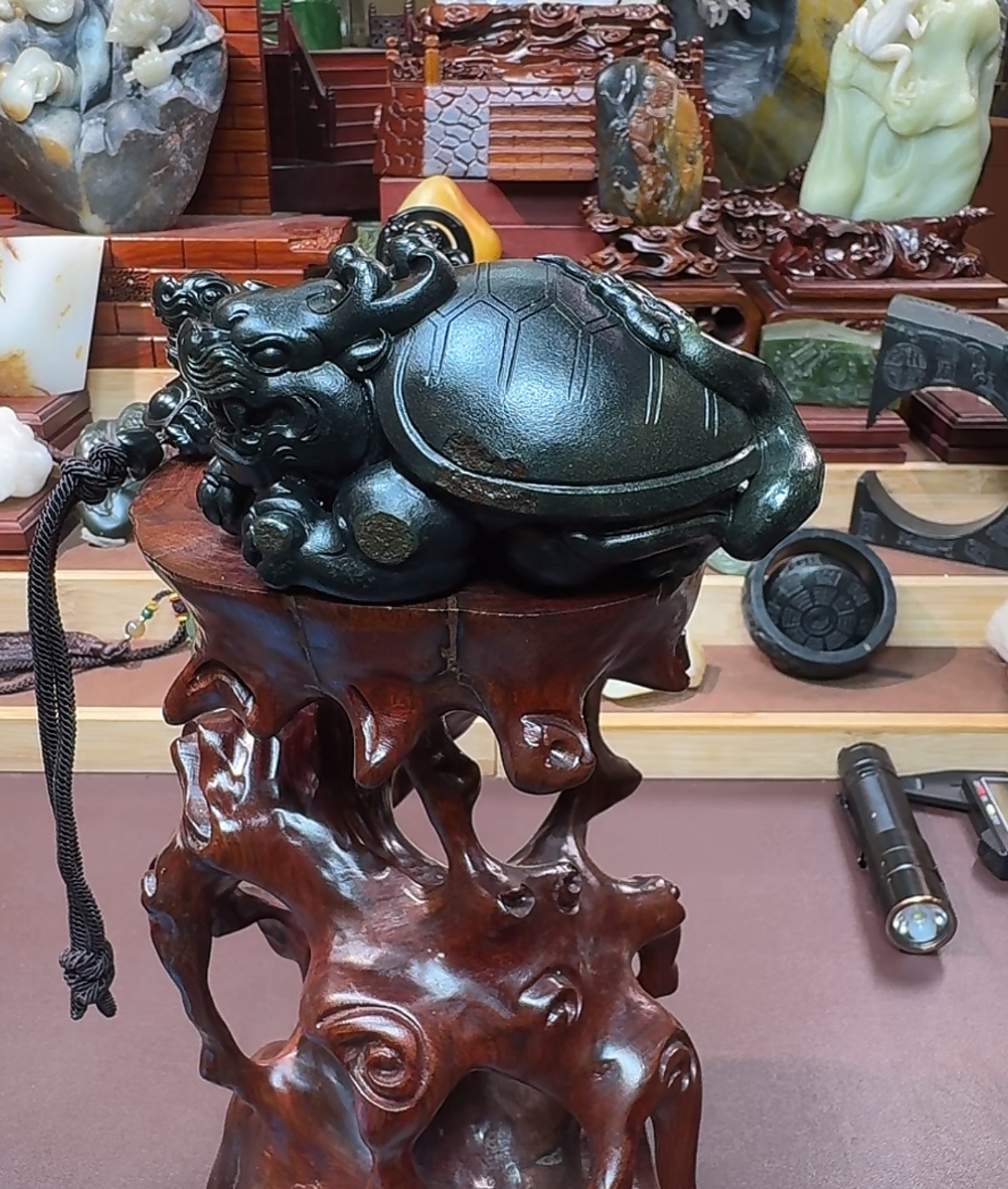 和田玉龙龟手把 