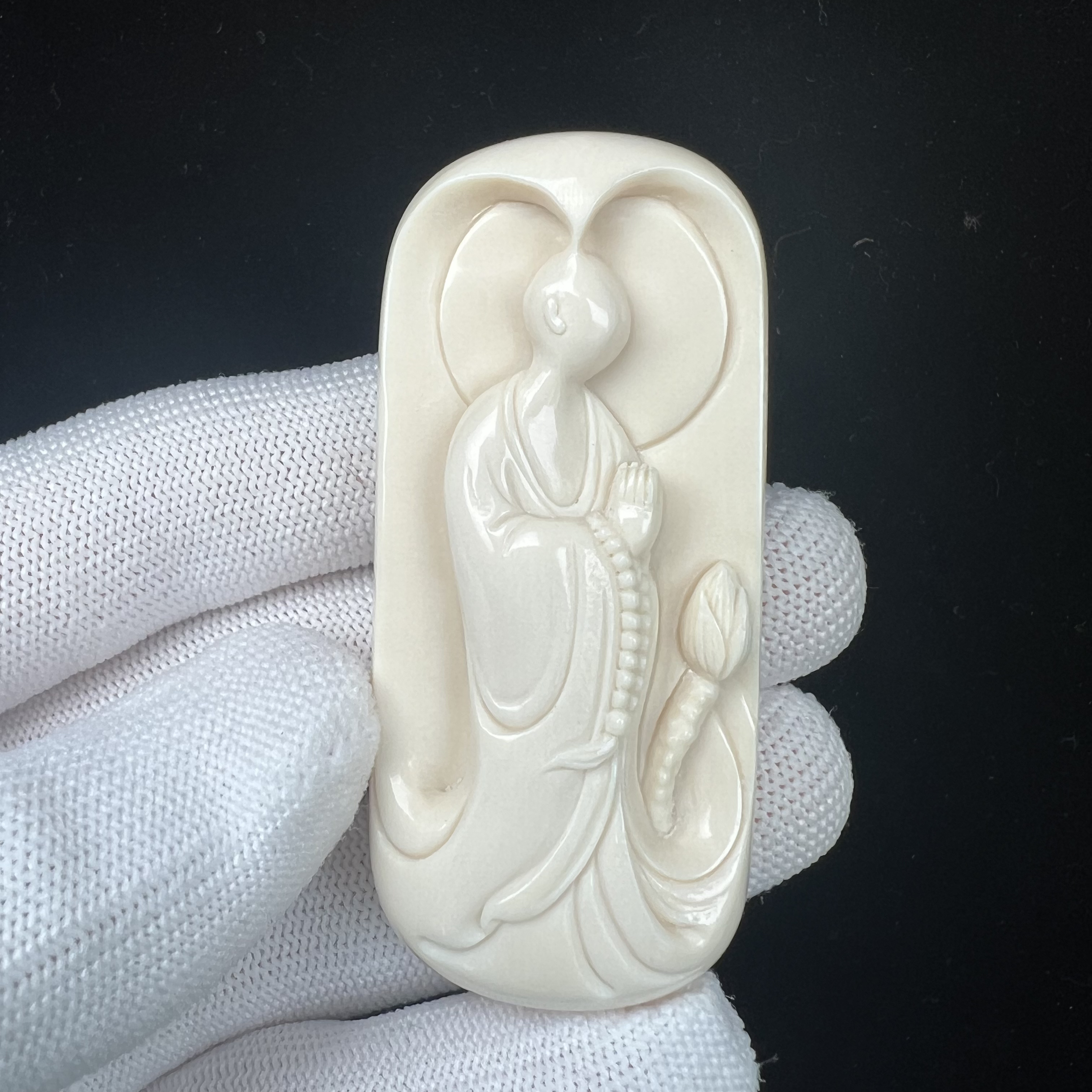 K5250天然猛犸牙 雕刻悟道佛 29*64*14mm支持鉴定 假一罚四