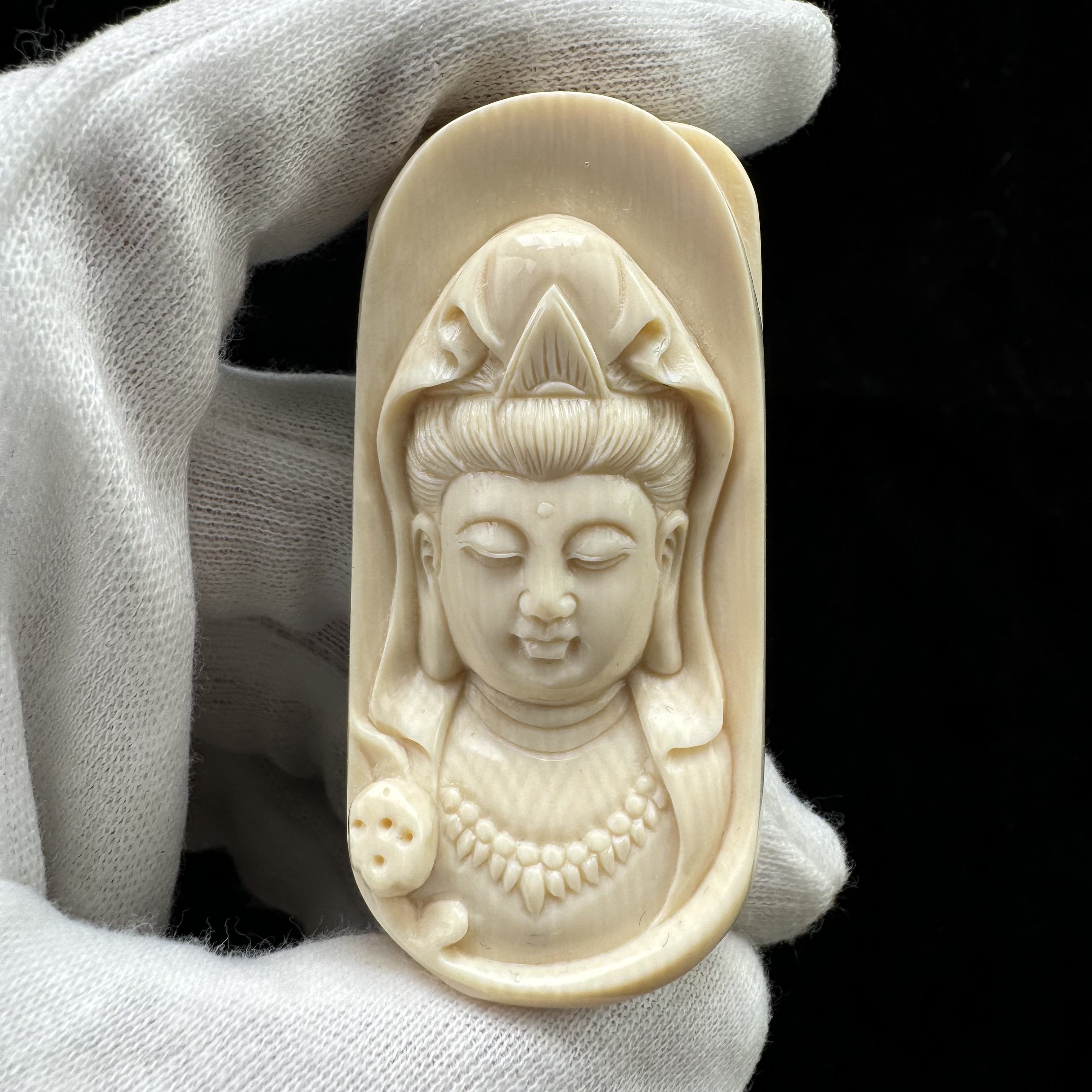 K2276天然猛犸象牙雕刻件30.5×62.7×13.3mm支持鉴定 假一罚四