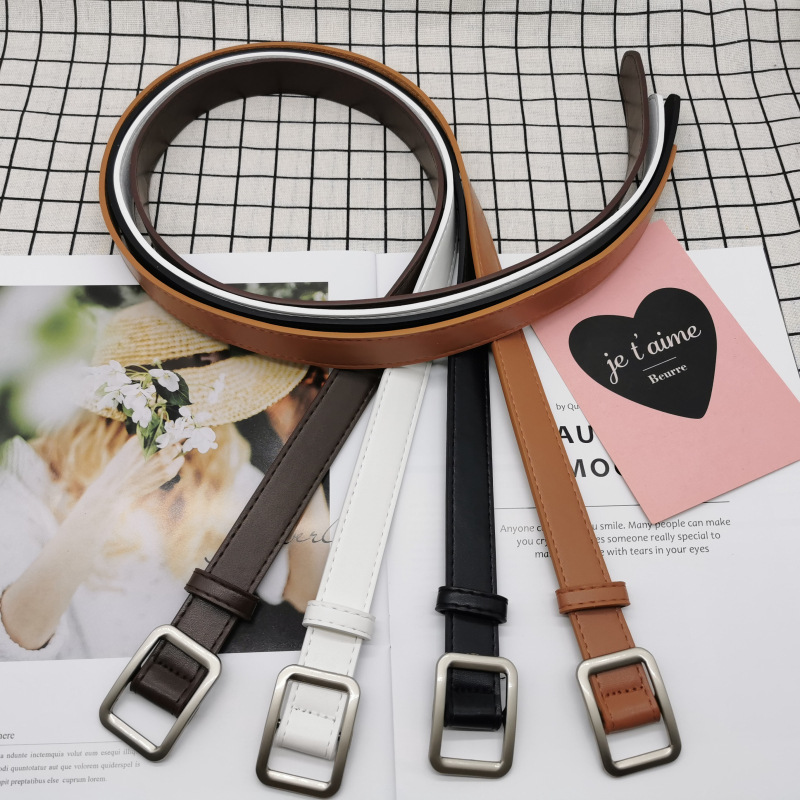 新款PU长方形平滑扣女士腰带时尚潮流休闲简约百搭连衣裙大量批发