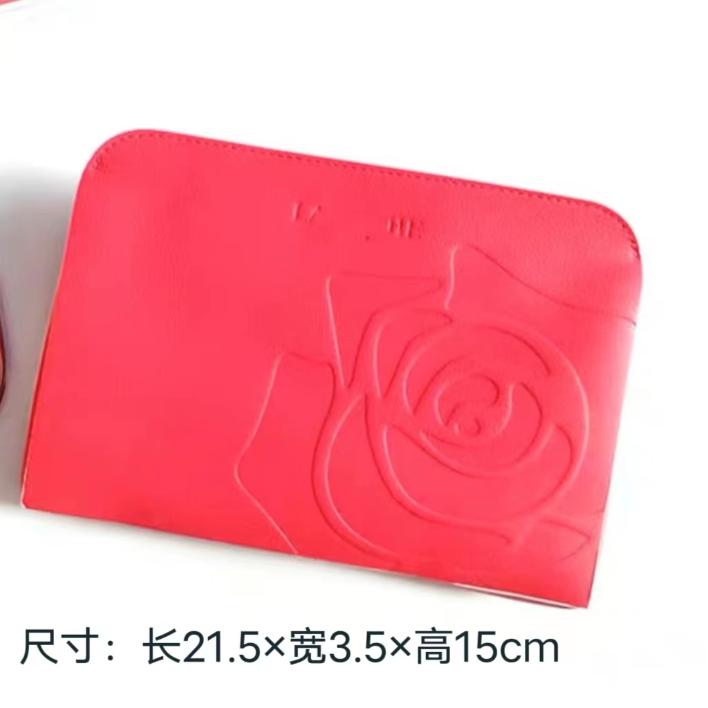 61号小兰子玫粉色翻盖印花化妆包收纳包整理包