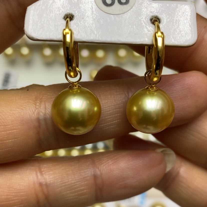 【闪购商品】海水珍珠金珠耳环18K金镶嵌