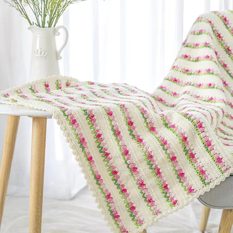 花香满径毯子毛线材料包 不是成品 需要自己钩织