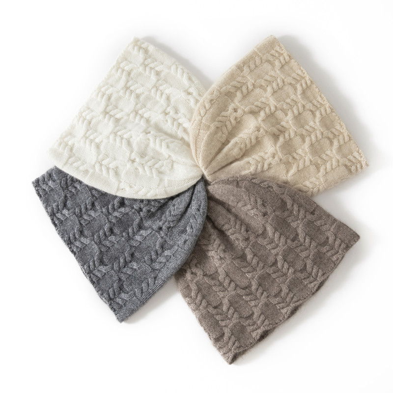 纯羊绒渔夫帽女气质百搭逛街出行纯色加厚保暖绞花针织毛线休闲帽