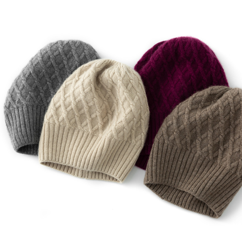 纯羊绒帽子毛线针织保暖显脸小女冷帽保暖堆堆圆顶秋冬季气质