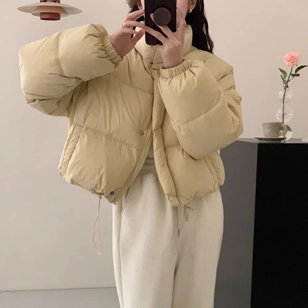 时尚款羽绒衣韩国东大门原版羽绒服女2023新款立领小个子面包服短