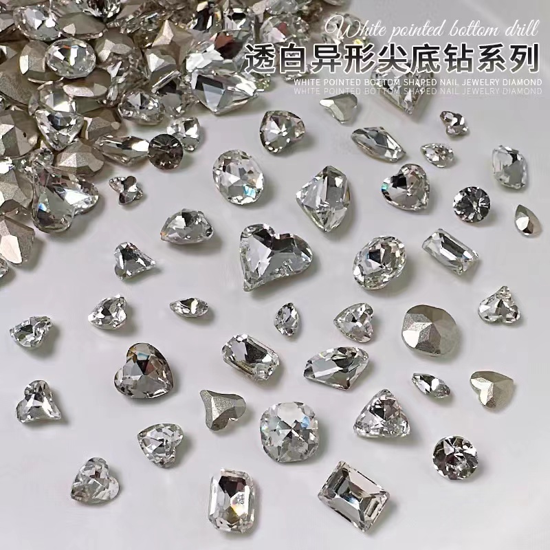 全部0.99米水晶K9堆堆钻水晶尖底钻透白超闪镶钻指尖爆闪显白