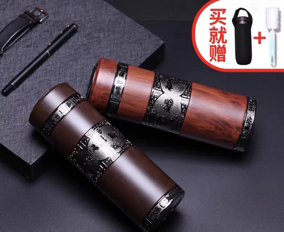 宜兴紫砂内胆保温白银马车图案紫砂茶杯