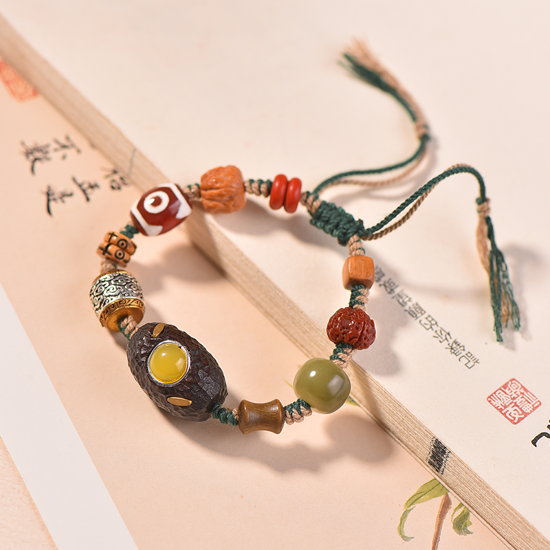 非金属木质手链 原创多宝手串寓意财富聚集手链藏式手绳手工编织