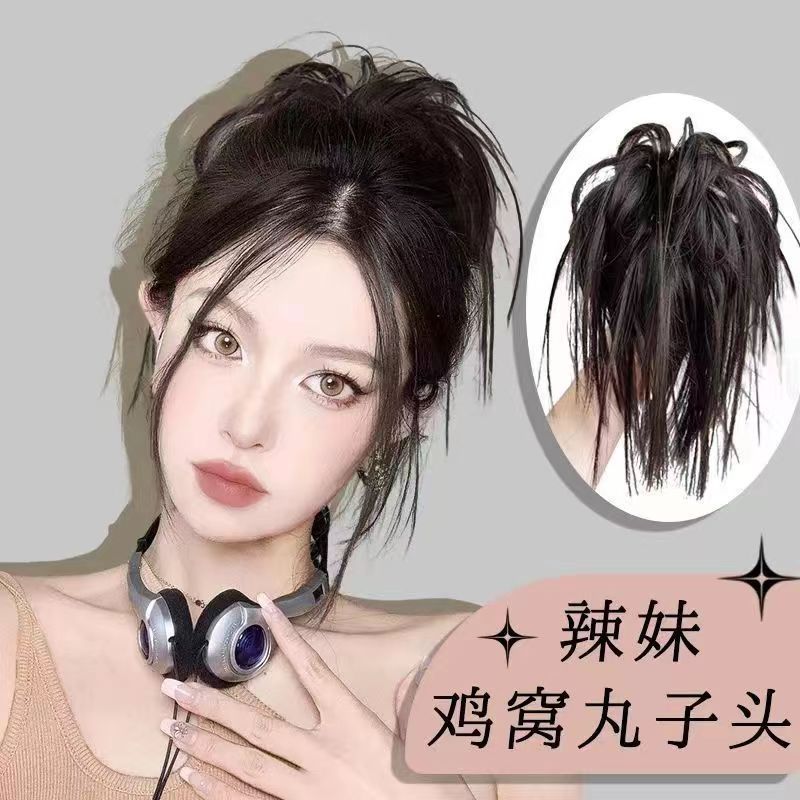 鸡窝丸子头抓夹网红同款辣妹鸡窝发圈假发懒人蓬松盘发神器鲨鱼夹