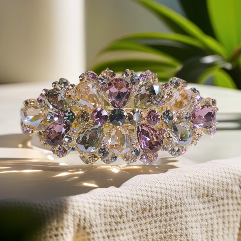 泛思高级感奢华精致水晶弹簧夹发卡水晶发夹半扎头饰妈妈礼物