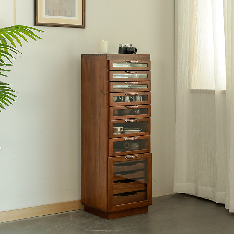 苏作集北美黑胡桃木牙科柜首饰柜家用茶边柜储物柜大容量抽屉式