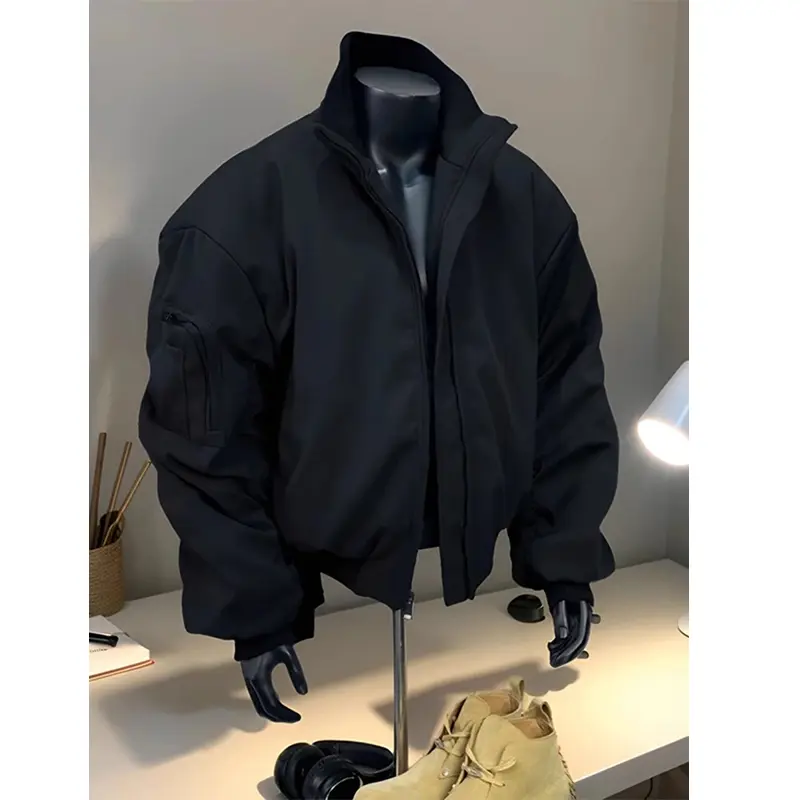 bomber美式飞行夹克男秋季廓形百搭立领短款外套cleanfit廓形衣服