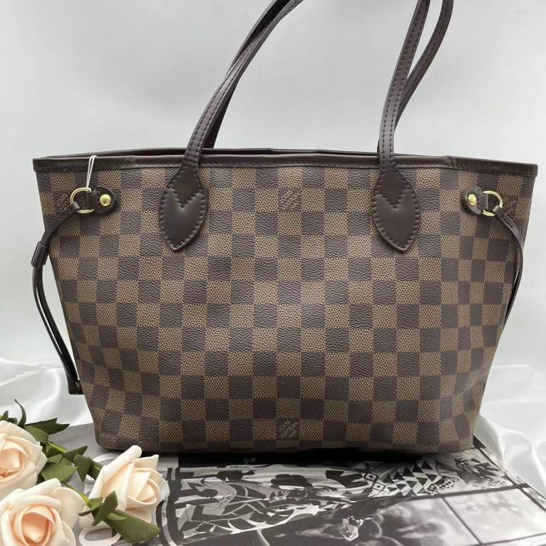 95新 LouisVuitton/路易威登 棕棋盘格nf购物袋小号   572   0868