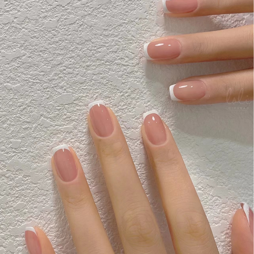 【法式】夏日美甲法式纯手工美甲穿戴甲ins风奶白显白贴片