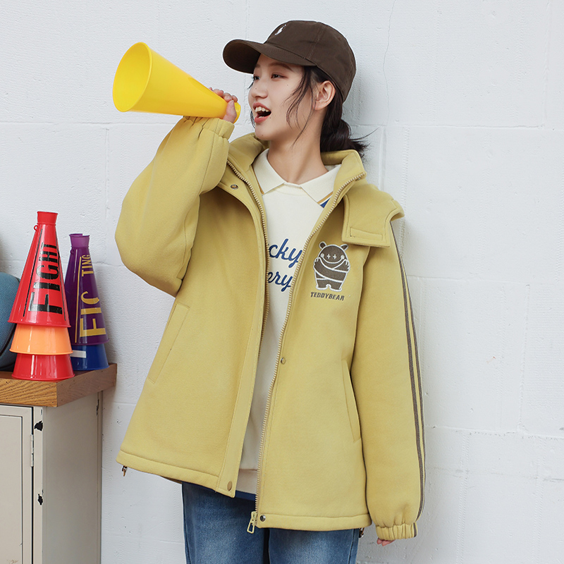 初中生加厚外套夹棉中长款秋冬季2025学生新款高中生青少年大童女