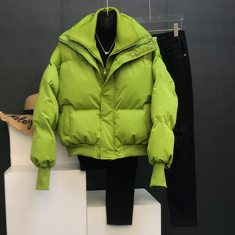冬季新款韩版假两件设计棉服痞帅纯色加厚棉衣男士休闲面包服外套