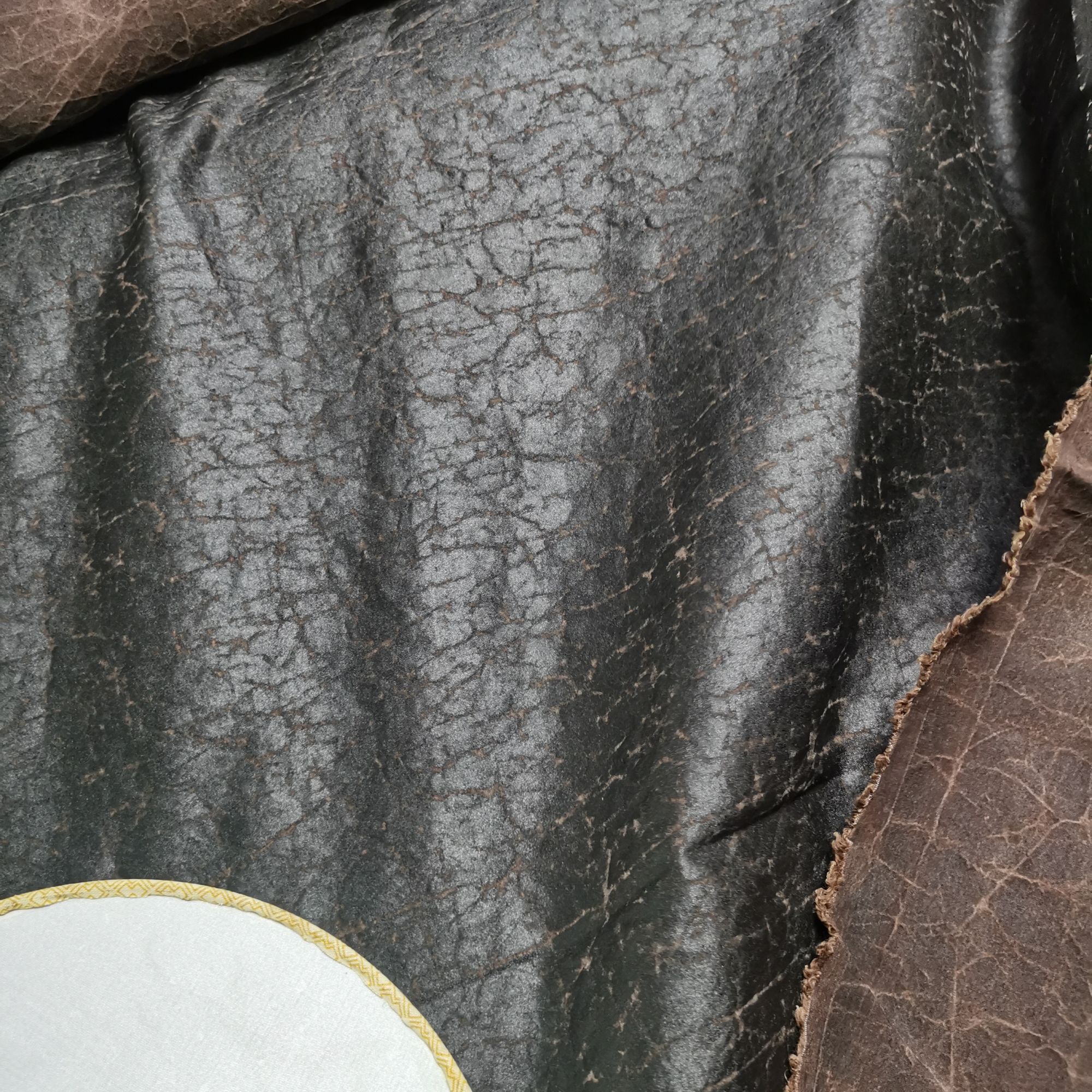 老料本色龟裂纹电力纺正宗顺德香云纱个性款式真丝不规则花纹