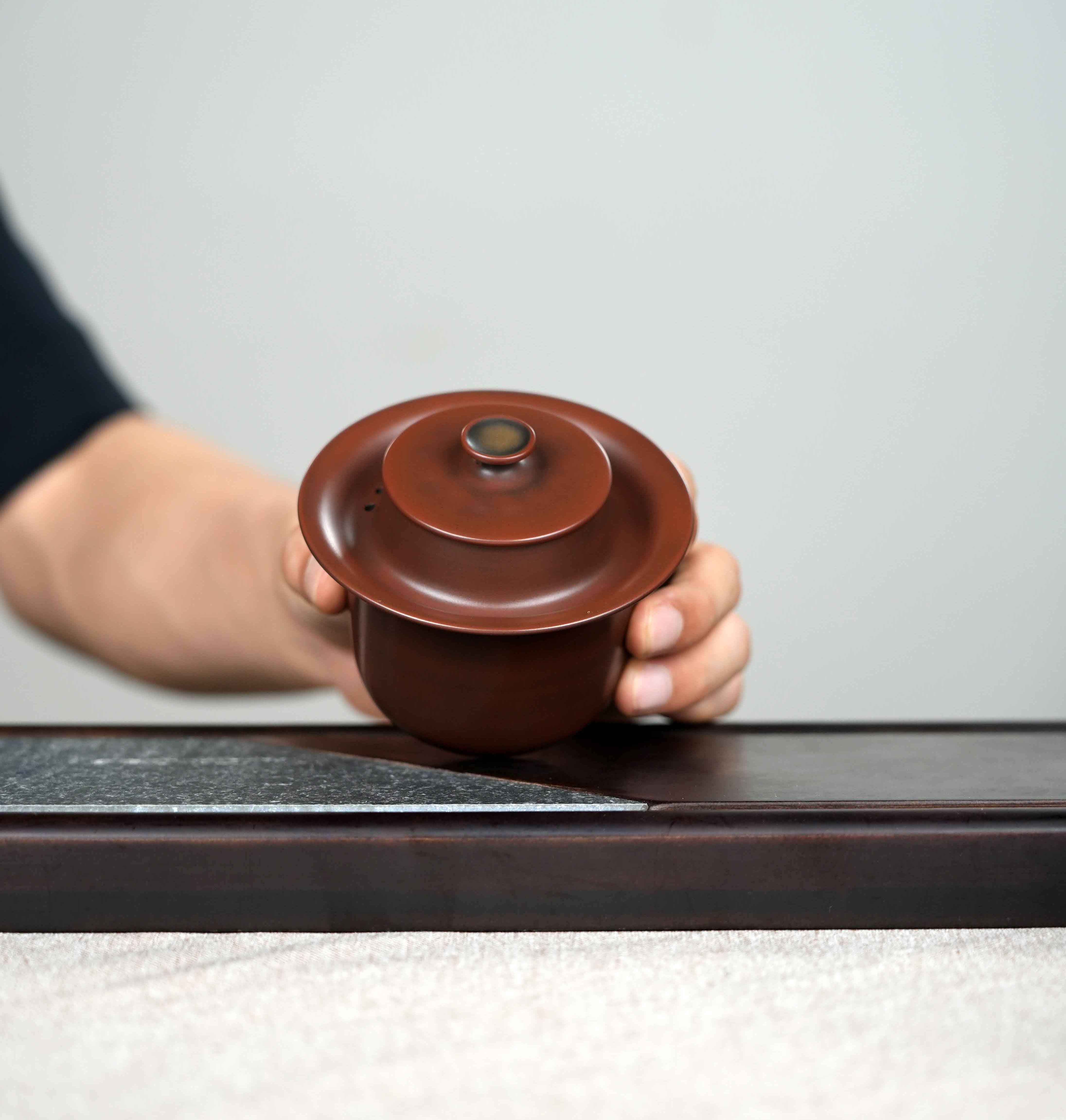 广西钦州坭兴陶 手工盖碗 200cc 中式不挑茶