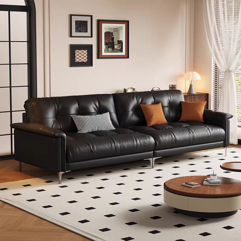 中古风星云沙发欧美复古客厅油蜡皮沙发设计款现代复古元素真皮