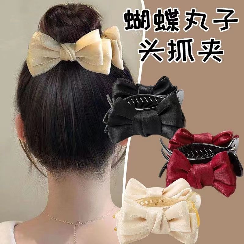 丸子头抓夹超仙双面蝴蝶结抓夹懒人盘发器发饰