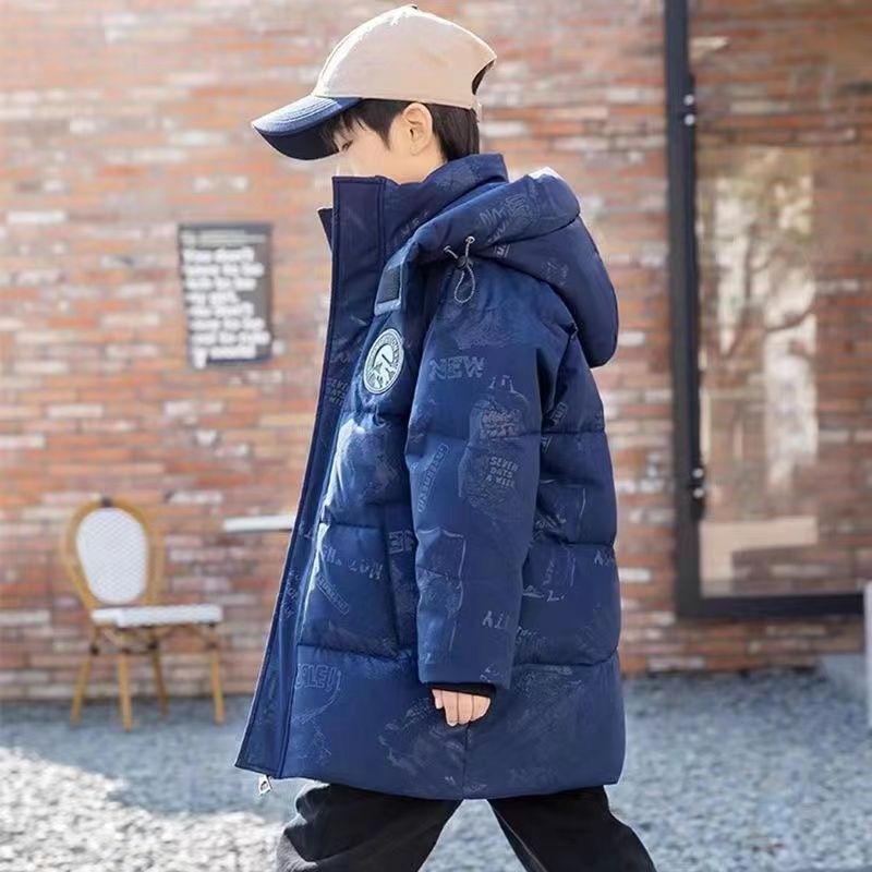 波司澄儿童羽绒服男童2023新款洋气冬季中大童长款美拉德加厚男孩