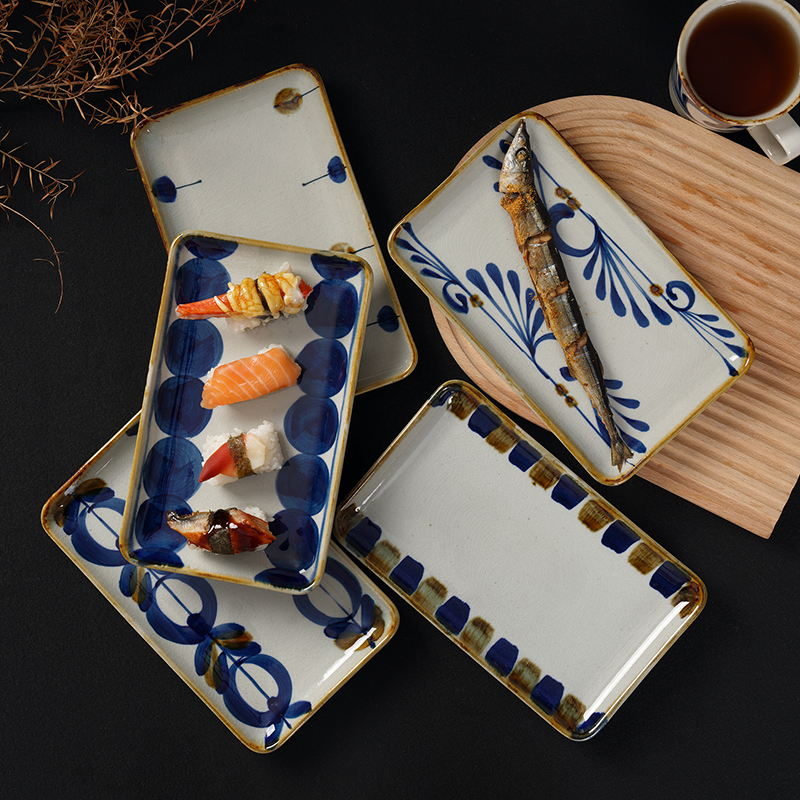 HASAMI-YAKI/波佐见烧饺子盘家用中秋好物推荐蓝染窑大闸蟹长盘