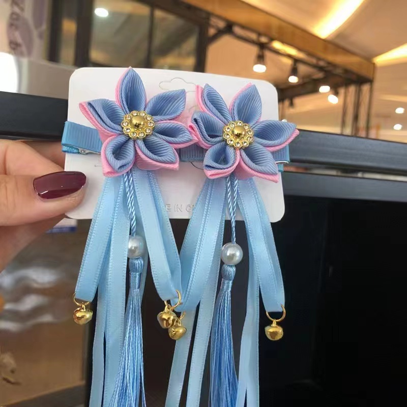 儿童汉服头饰古风女童中国风发夹古代流苏飘带宝宝汉服头饰