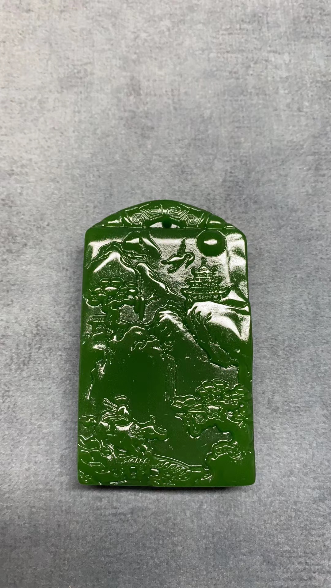 和田玉碧玉山水牌