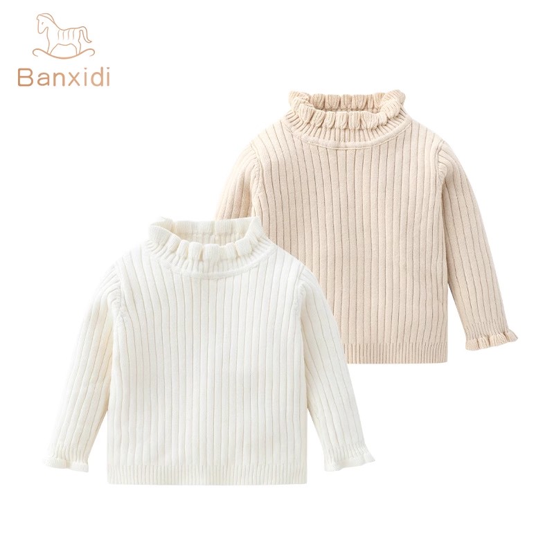 班喜迪女童毛衣秋冬装新款宝宝上衣女孩加绒打底衫儿童针织衫冬季