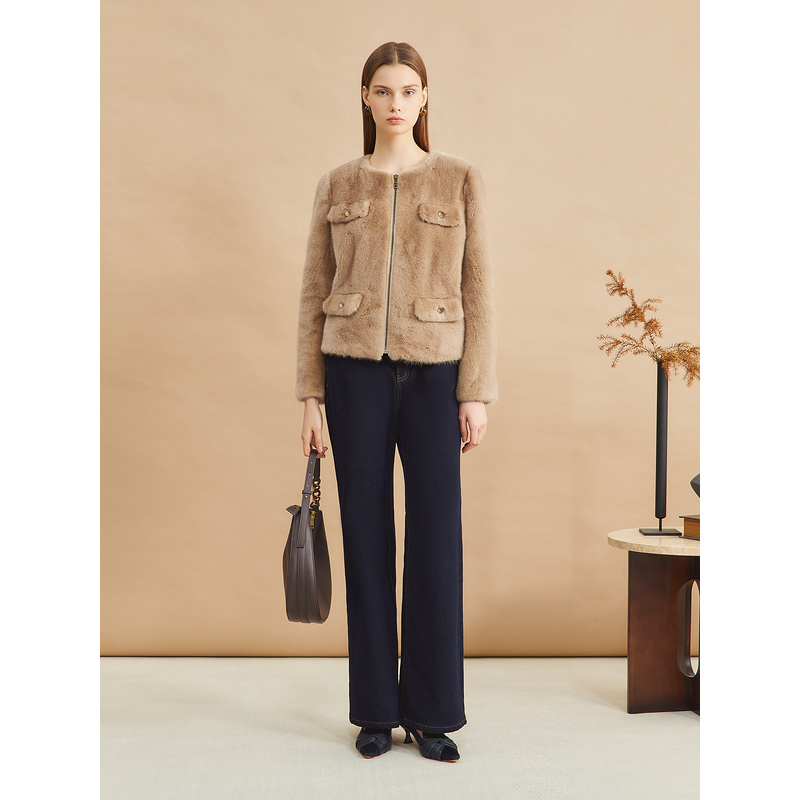 YINER音儿女装冬季水貂真皮皮草外套8C64509316