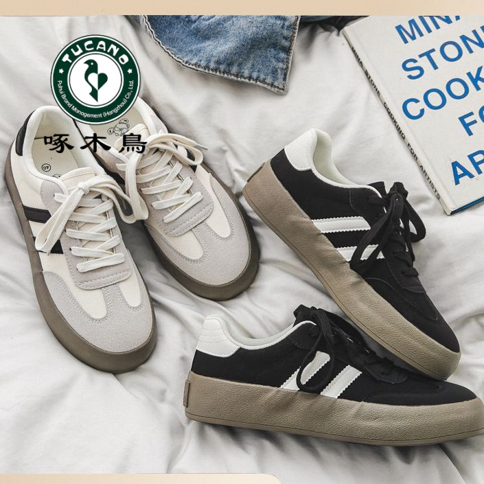 啄木鸟男鞋潮鞋2024夏季新款低帮帆布鞋男百搭德训鞋男生休闲板鞋