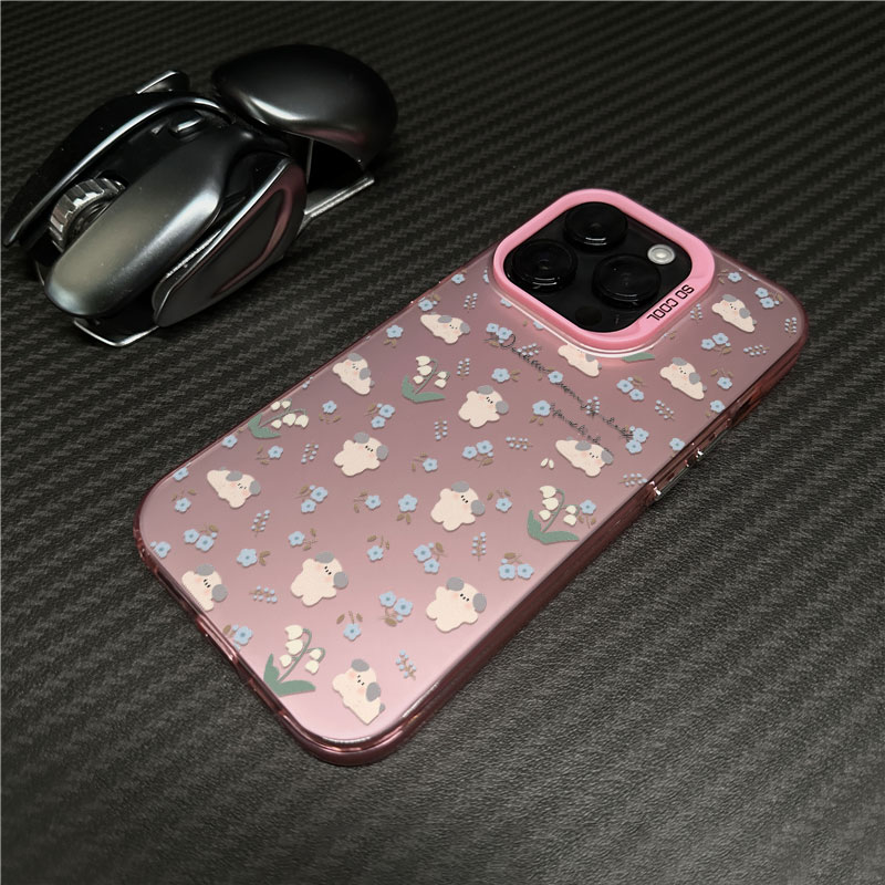 ins风小众碎花小狗适用苹果15promax/华为/VIVO/OPPO/小米手机壳