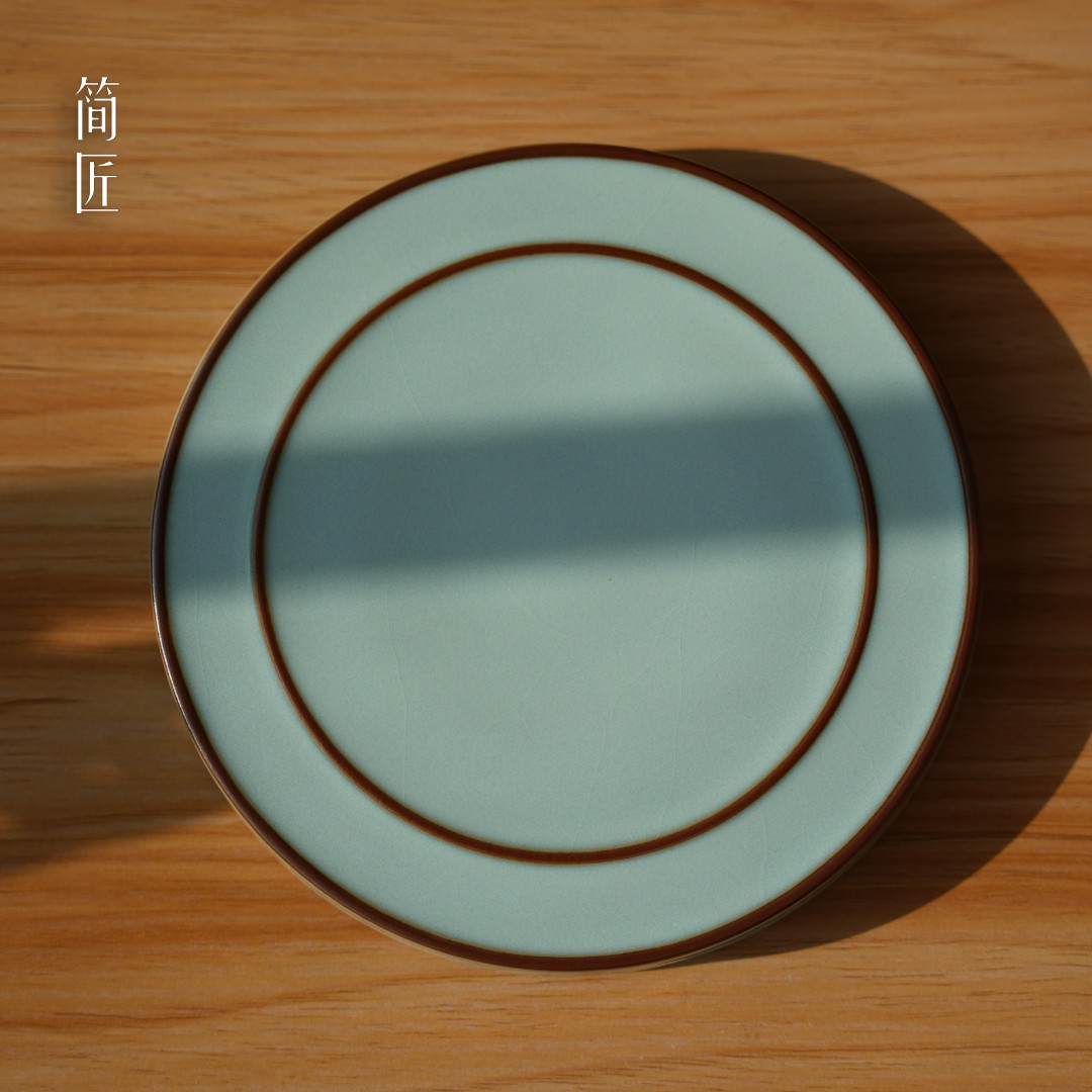 简匠 汝窑当代天青釉壶承开片可养冰裂纹汝瓷壶承直径14cm