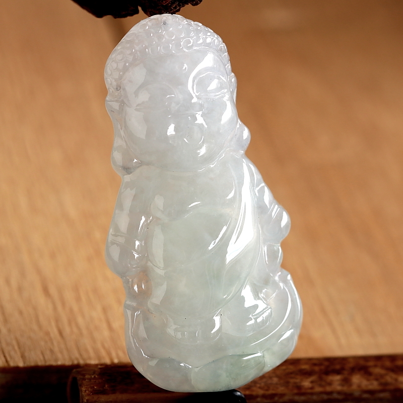 石之富珠宝缅甸天然翡翠立体冰种宝宝佛吊坠