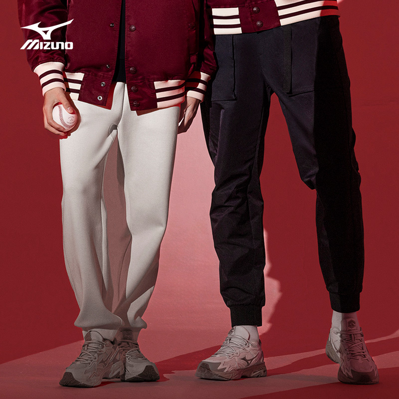 Mizuno/美津浓秋冬新男士户外龙纹宽松针织潮流束脚长裤休闲裤CNY
