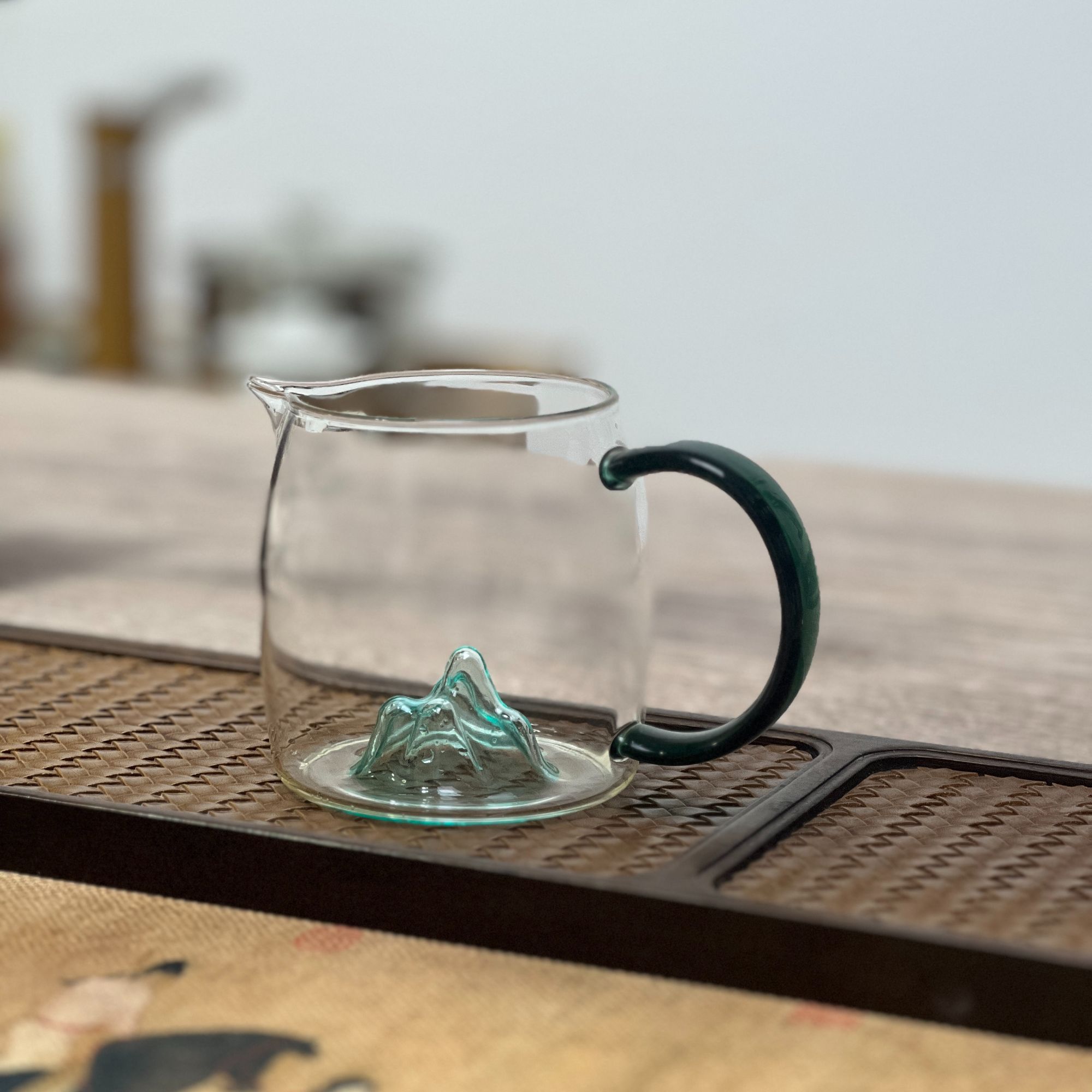家用高硼硅公道杯加厚茶道绿茶杯分茶耐热观山杯创意绿色手工茶具