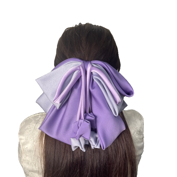 大四层大蝴蝶结郁金香花苞发夹气质头饰发卡网红发饰超大雪纺纯色